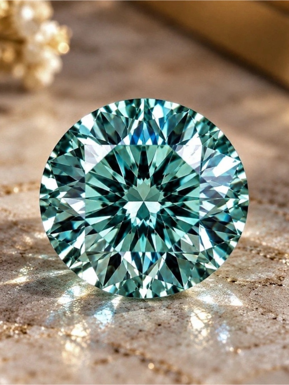 Round Turquoise Moissanite Stone
